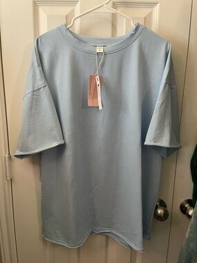 Women's Oversized Crew Neck Tee in Light Blue